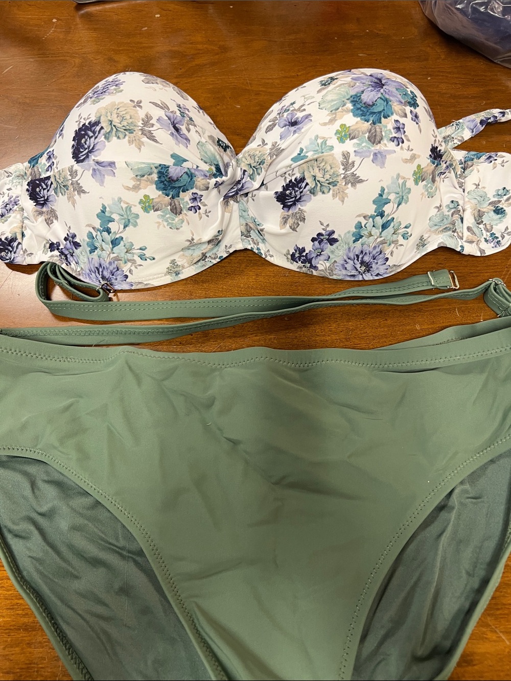 Floral White & Sage Green Two-Piece Women's Bikini Set